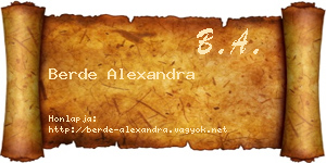 Berde Alexandra névjegykártya